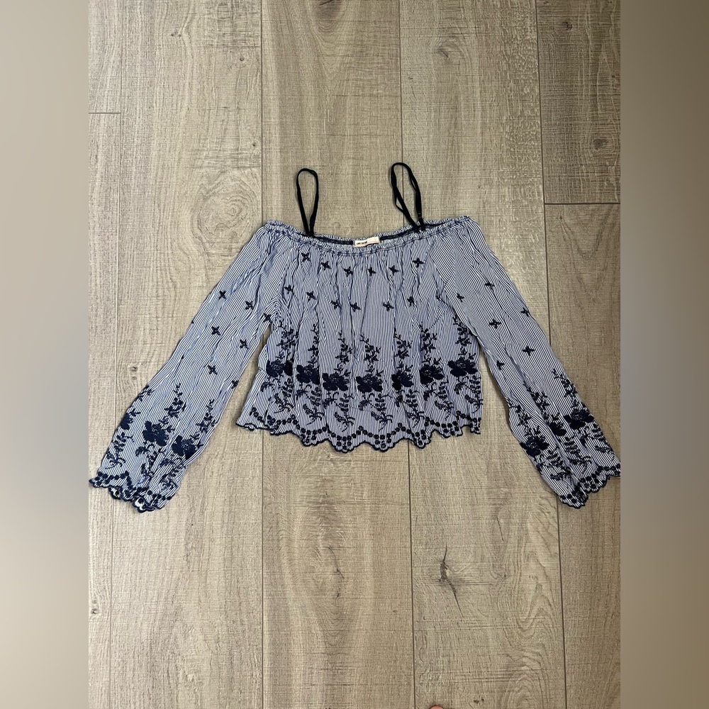 Love Culture Embroidered off the Shoulder Blouse